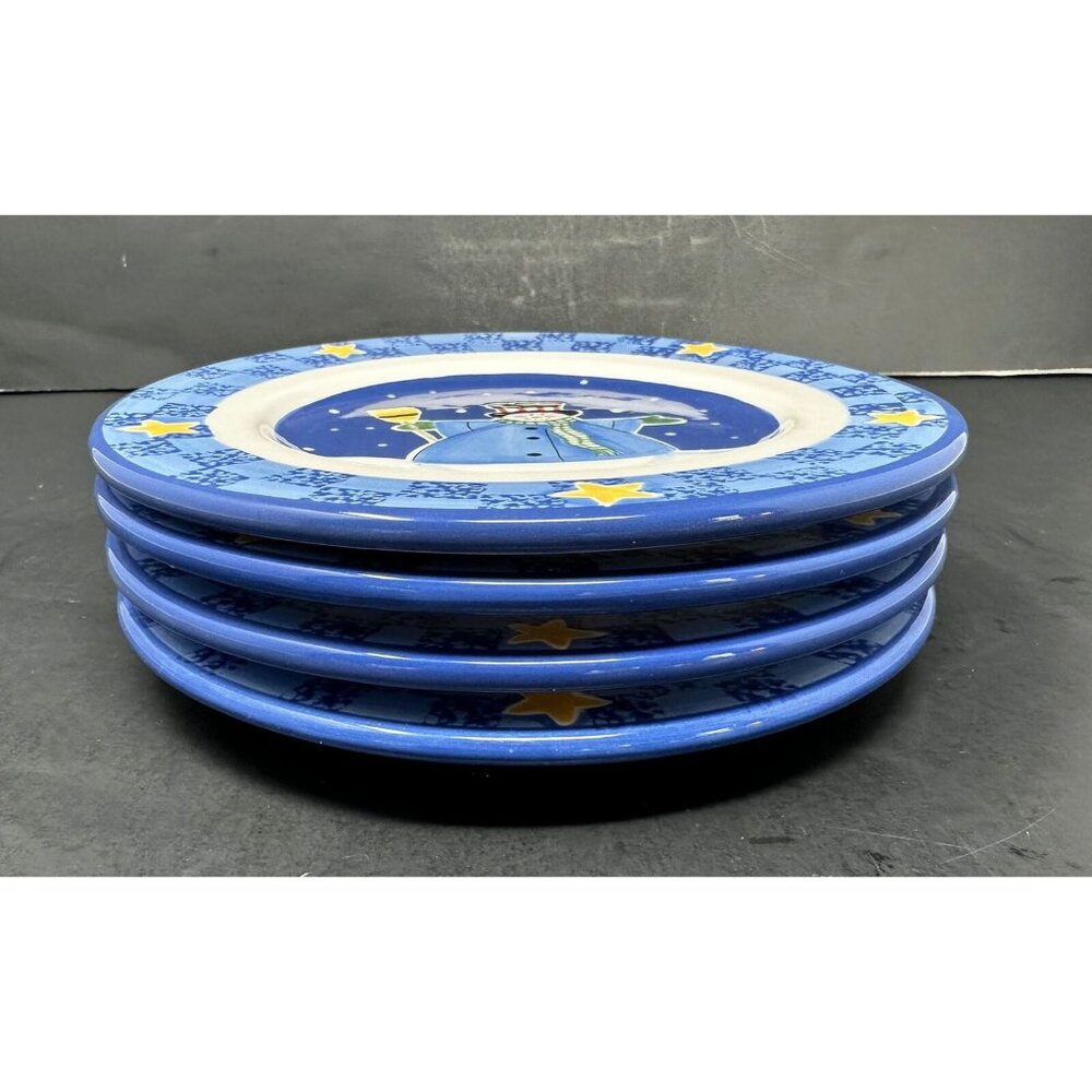 Vtg 4 SANDI GORE EVANS S'MORES THE MERRIER Jolly Follies Salad Plates Snowman - Picture 7 of 13